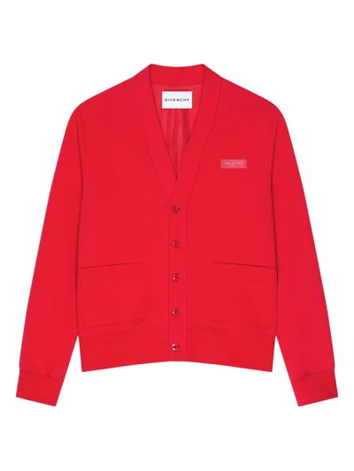 Givenchy Men's Cardigan In Cotton With Paris Gros Grain In Red