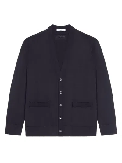 Givenchy Men's Cardigan In Wool With Gros Grain Details In Blue