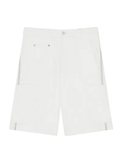 Givenchy Cargo Bermuda Shorts In Herringbone Denim In White