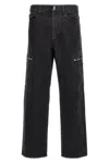 Givenchy Black Cargo Denim Jeans With 4g Print In Black