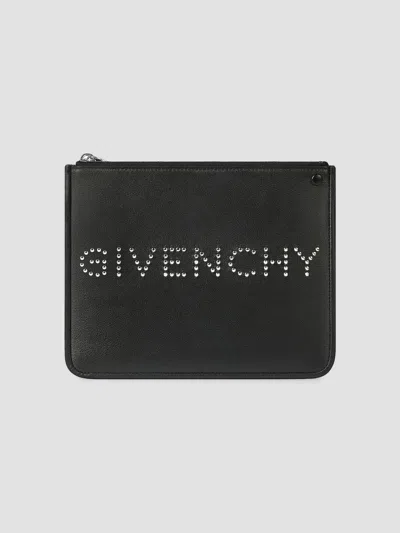 Givenchy Men's Cargo Pouch In Leather With Studs In Black