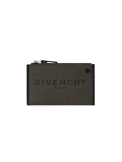 Givenchy Cargo Zipped Card Holder In Canvas In Gray