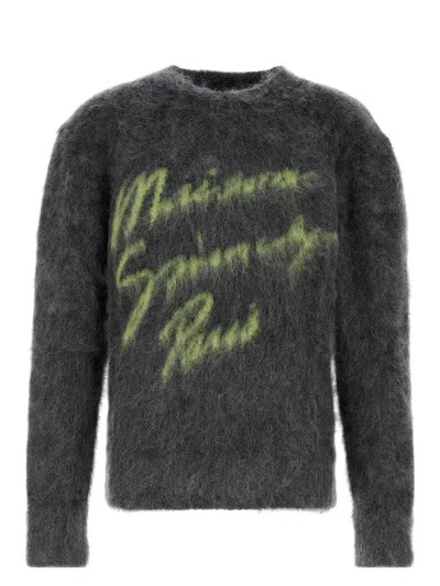 GIVENCHY MEN'S CHARCOAL MOHAIR BLEND SWEATER