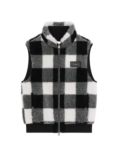 Givenchy Men's Checked Sleeveless Fleece Jacket In Black