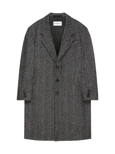 GIVENCHY MEN'S COAT IN WOOL HERRINGBONE
