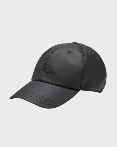 Givenchy Men's Coated Canvas Embroidered Logo Baseball Cap In 001-black