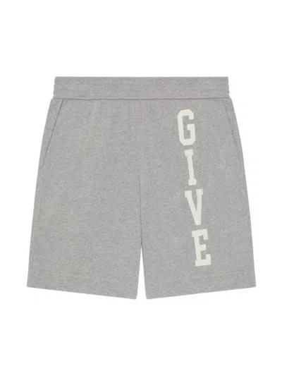 Givenchy College Bermuda Shorts In Fleece In Light Grey Melange