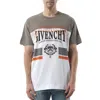 Givenchy Men's College Print Stripes Logo T-shirt In Grey/white