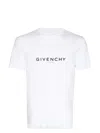 Givenchy White Crewneck T-shirt With Logo Print In Cotton Man