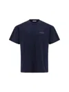 Givenchy Men Blue Crew Neck T-shirt With Chest Logo Patch In Cotton Man