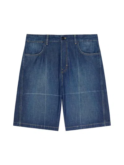 Givenchy Couture Seam Bermuda Shorts In Denim With Folded Effect In Blue
