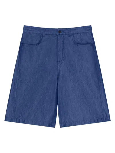 Givenchy Couture Seam Bermuda Shorts In Denim With  Stamp In Blue