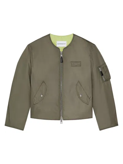 Givenchy Men's Couture Seam Bomber Jacket In Nylon With Patch In Green