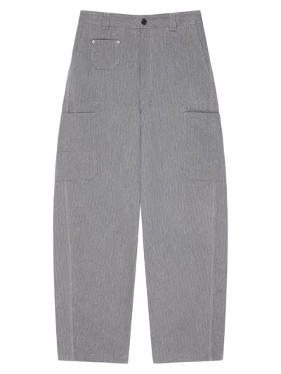 Givenchy Couture Seam Cargo Trousers In Herringbone Denim In Gray