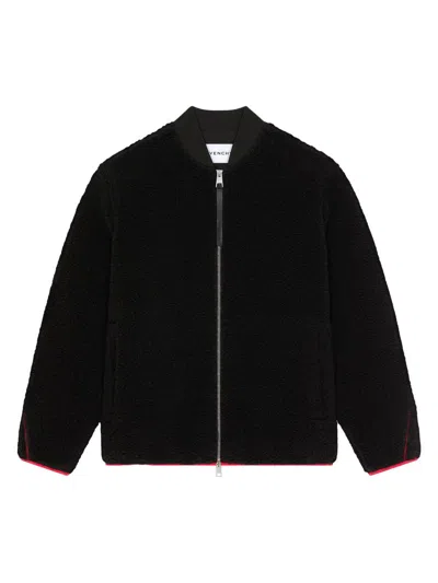 Givenchy Men's Couture Seam Fleece Jacket Embroidered Paris In Black