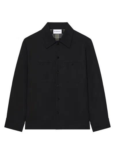 Givenchy Couture Seam Overshirt In Cotton With Checked Reverse In Black