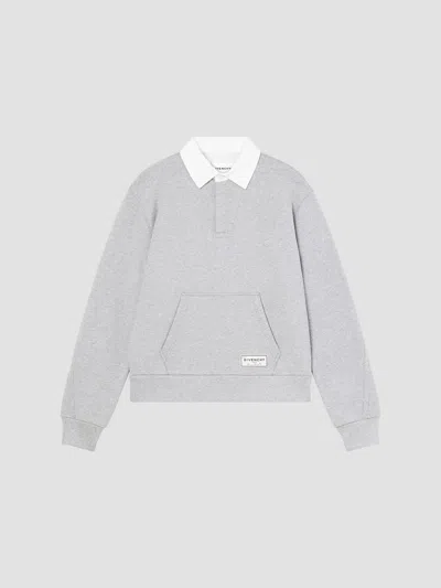 Givenchy Men's Couture Seam Polo Sweatshirt In Fleece In Gray