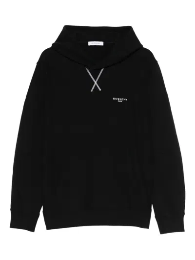 Givenchy Couture Seam Fleece Hoodie With Paris Embroidery Clothing In Black