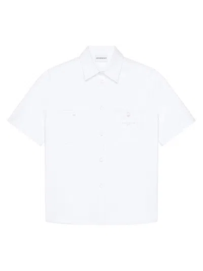 Givenchy Men's Couture Seam Shirt In Cotton With Patch In White