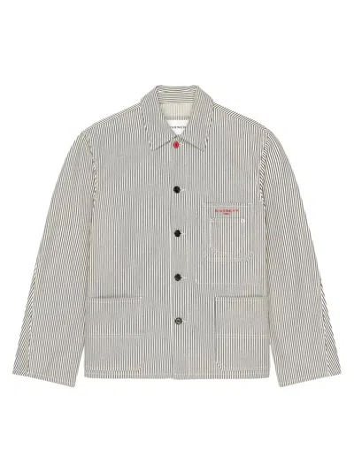 Givenchy Couture Seam Striped Jacket In Denim In Multi