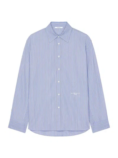 Givenchy Couture Seam Striped Shirt In Cotton Oxford In Blue