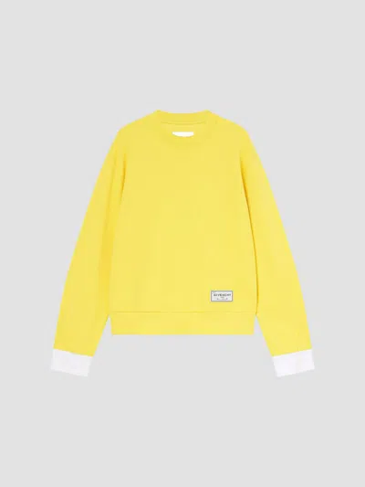 Givenchy Couture Seam Sweatshirt In Fleece With Shirt Cuffs In Yellow
