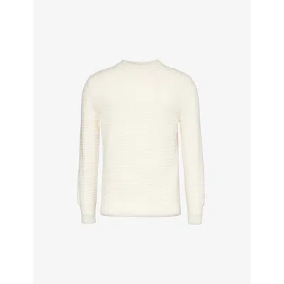 GIVENCHY GIVENCHY MEN'S CREAM MONOGRAM-PATTERN CREWNECK WOOL-KNIT JUMPER