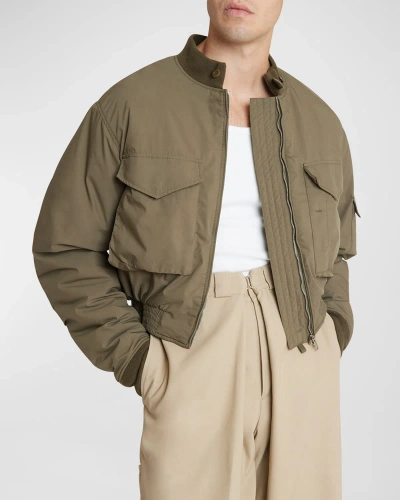 Givenchy Bomber Cropped In Coton In Olive Green