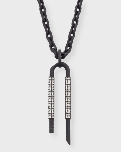 Givenchy Men's Crystal U Lock Chain Necklace In Black