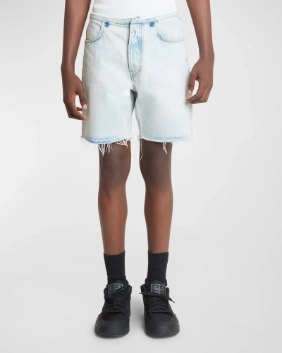 Givenchy Nonstretch Denim Cutoff Bermuda Shorts In 451-pale Blue