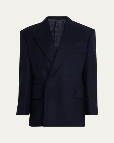 Givenchy Men's Deconstructed Wool Peak-lapel Sport Jacket In Dark Navy