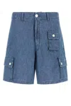 Givenchy Denim Bermuda Shorts With Pockets And Loops In Blue