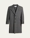 Givenchy Men Wool Blend Coat With Herringbone Motif In Gray