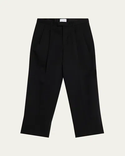 Givenchy Men's Double-pleat Grain De Poudre Wool Pants In Black
