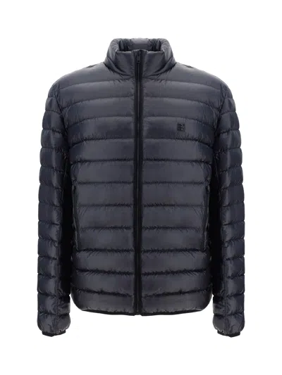 Givenchy Black High Neck Down Jacket With Logo Detail In Tech Fabric Man