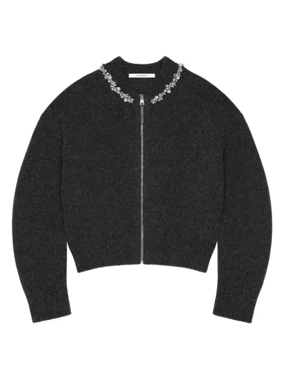 Givenchy Men's Embellished Couture Seam Cardigan In Alpaca And Yak Wool In Gray