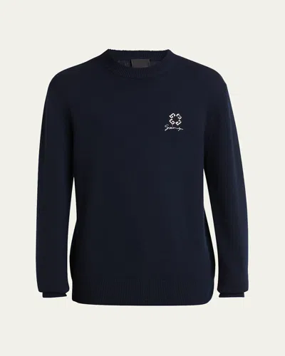 Givenchy Men's Embroidered Chest Logo Sweater In Dark Blue