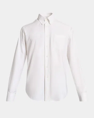 Givenchy Men's Embroidered Logo Pocket Button-down Shirt In White