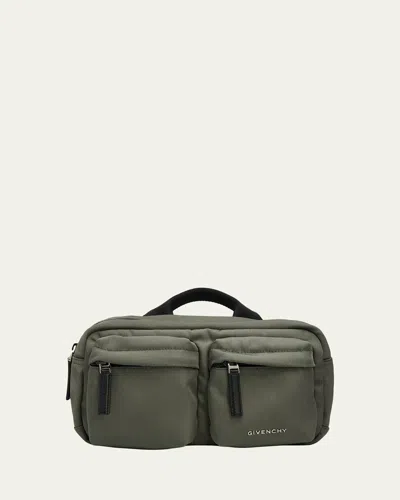 Givenchy Men's Essential U Nylon Belt Bag In Green