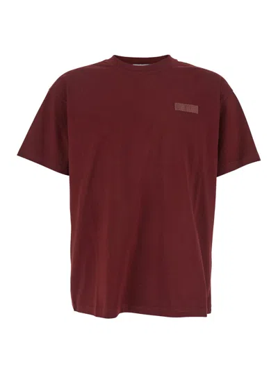 GIVENCHY GIVENCHY MEN BORDEAUX T-SHIRT WITH LOGO PATCH ON THE CHEST IN COTTON MAN
