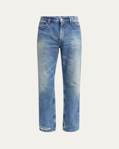 Givenchy Men's Faded Straight-leg Jeans In Ocean Blue