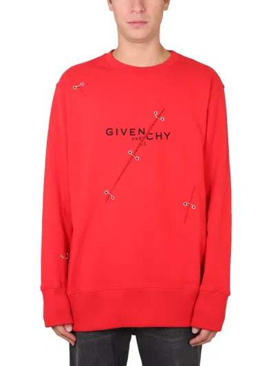 Givenchy Men Felpa Con Dettagli Di Metallo In Red