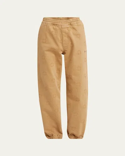 Givenchy Men's Felpa-effect Monogram Denim Pants In Beige