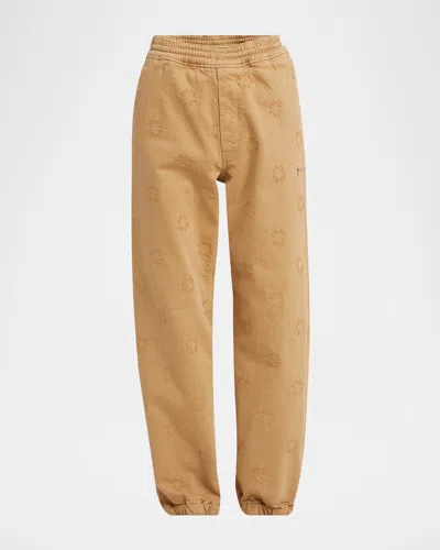 GIVENCHY MEN'S FELPA-EFFECT MONOGRAM DENIM PANTS