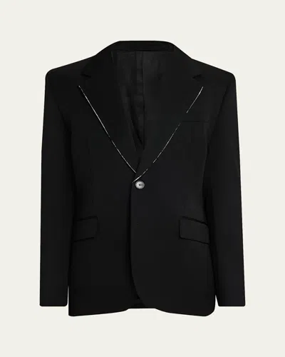 Givenchy Men's Fitted Wool Raw-edge Two-button Blazer In Black