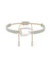 Givenchy Men's G Cut Bracelet In Woven Cotton And Metal In Sky Blue