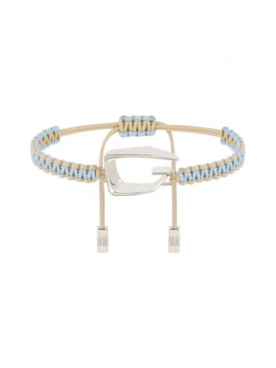 Givenchy Men's G Cut Bracelet In Woven Cotton And Metal In Blue