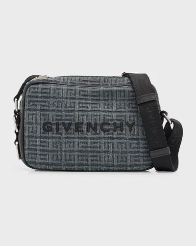 Givenchy Men's G-essentials 4g Denim Crossbody Bag In Grey
