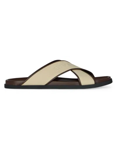 Givenchy Men's G Plage Flat Sandals In Canvas In Tan