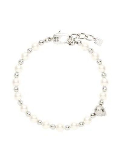Givenchy Men's G Stud Bracelet In Metal With Pearls In White